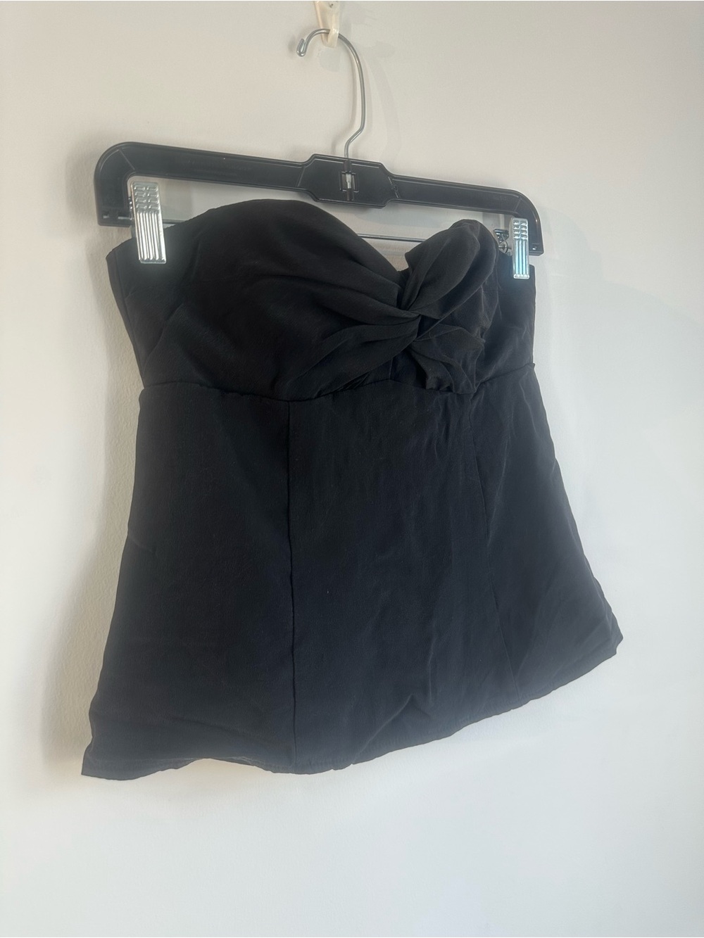 Nanette Lepore Black Silk Strapless Twist Bustier Corset Top Size 6